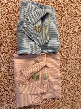 J. Crew Striped Button-Down Shirts in Light Blue and Light Pink
